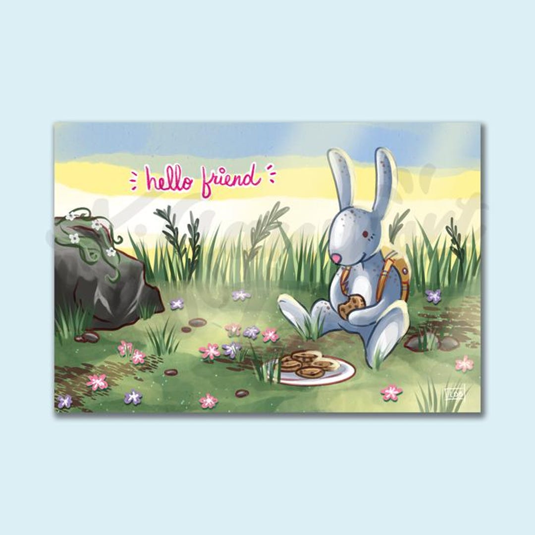Happy Bunny Friends Postcard Art Print - 4