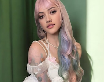 Multicolour Wavy Wig, Long Fairy Cosplay Wig For Women, Fantasy Pastel Wig For Festivals, Dress Up, Costume Parties, Gift For Her