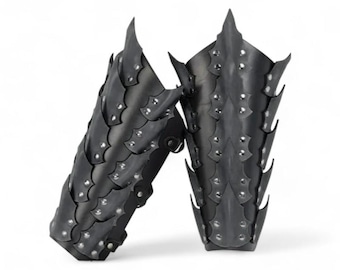 Bracers, Dragon Scale Gauntlets, Arm Guards, LARP Armor, Medieval Costume, Fantasy Cosplay,  Adjustable Straps, One Size