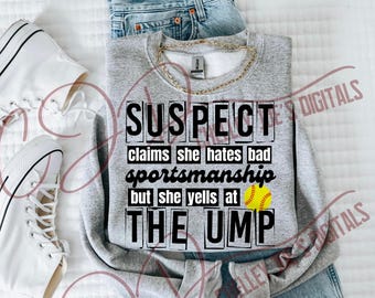 Suspect Claims, Softball, Funny, Game Day, Spirit wear, Umpire, Boutique, DTF, Trending