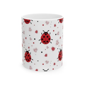 Mug en céramique coccinelle, tasse à café insecte nature, tasse à thé insecte du jardin, verres mignon scarabée rouge, décoration de cuisine sur le thème du printemps