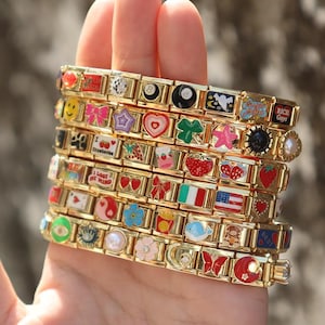 Gold Italian Charm Bracelet, Personalized Italian Bracelet, Vintage Best Friend Bracelet, Custom Gold Italy Charms, Gift for Her,Christmas