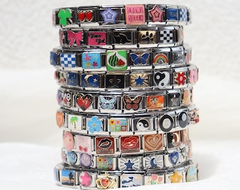 Silver Italian Bracelet, Personalized Italian Charm Bracelet,Vintage Bracelet, Custom Silver Italy Charms, Gift for Her,Mothers Day Gift