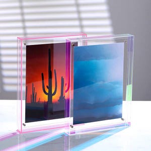 Photo frame Neon Acrylic transparent frame,Colorful display Wall decor/Prints art frame Puzzles,Diploma frame Personalized Wall Hangings