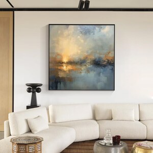 Modern Extra Large Canvas – Abstract Bronze Navy & Gray Painting