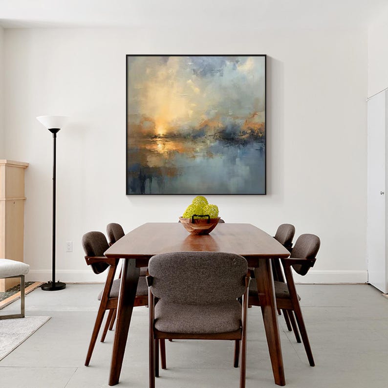 Framed Abstract Wall Decor –  Bronze Blue Gray Art for Contemporary Spaces