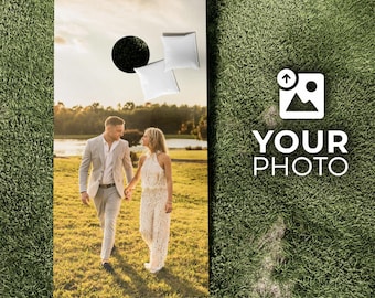 カスタムパーソナライズコーンホールボードラップスキンデカールセット - 防水ビニールステッカーDIY規制写真コーンホールを追加 - 簡単に貼り付けられます