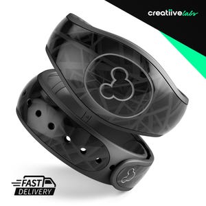 Black Geometric Angles | Vinyl Decal Skin for Disney MagicBand Plus, 2.0 Wrap Waterproof Magic Band Sticker | Ready to Ship