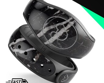 Natuurlijke zwart-witte marmersteen V2 | Vinyl sticker skin voor Disney MagicBand Plus, 2.0 waterdichte wrap magische band sticker | Klaar voor verzending