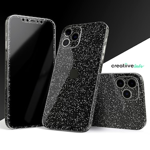 Sprankelende zwarte ultrametallic glitter | Beschermende vinylstickers voor langdurige duurzaamheid en bescherming voor iPhones | Mat/glanzende afwerking