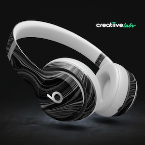 Black & Gray Marble | Protective Vinyl Decal Wraps for All Beats by Dre Headphones | Solo, Studio, Pro, Mixr, EP, Wireless +