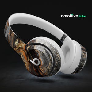 Black Marble Textures 4 | Protective Vinyl Decal Wraps for All Beats by Dre Headphones | Solo, Studio, Pro, Mixr, EP, Wireless +