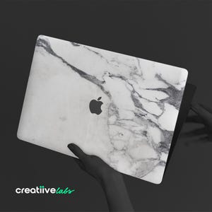 White & Grey Marble Surface V3 | Protective Vinyl Decal Wraps for Long-Term Durability and Protection for MacBooks | Matte/Gloss Finish