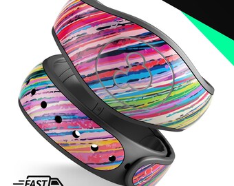 Abstracte kleurstreken | Vinyl sticker skin voor Disney MagicBand Plus, 2.0 waterdichte wrap magische band sticker | Klaar voor verzending