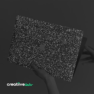 Sprankelende zwarte ultrametallic glitter | Beschermende vinylfolie voor langdurige duurzaamheid en bescherming voor MacBooks | Mat/glanzende afwerking