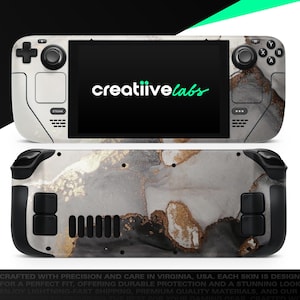 Luxury Marble Abstract Gold and Grays V3 | Vinyl Skin Wrap | Protective Cover Decal for Valve Steam Deck Console (LCD or OLED)