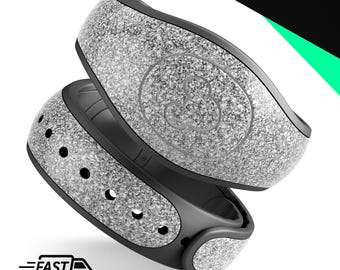 Paillettes ultra métalliques argentées scintillantes | Sticker en vinyle pour MagicBand Plus Disney, bande magique imperméable à l'eau 2.0 | Prêt à expédier