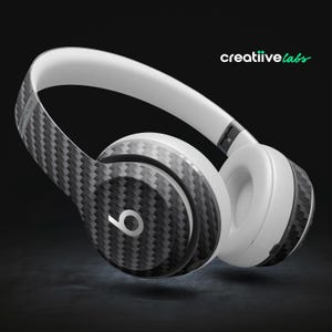 Textured Black Carbon Fiber | Protective Vinyl Decal Wraps for All Beats by Dre Headphones | Solo, Studio, Pro, Mixr, EP, Wireless +