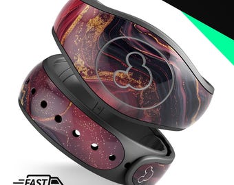 Texturas de Mármore Preto 5 | Adesivo de Vinil para Disney MagicBand Plus, 2.0, Envoltório Impermeável | Pronto para Envio