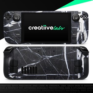 Natural Black & White Marble Stone | Vinyl Skin Wrap | Protective Cover Decal for Valve Steam Deck Console (LCD or OLED)