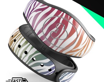 Colorful Vector Zebra Animal Print | Vinyl Decal Skin for Disney MagicBand Plus, 2.0 Wrap Waterproof Magic Band Sticker | Ready to Ship