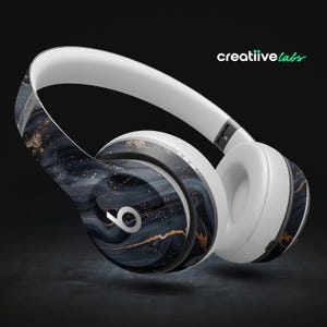Black Marble Textures 10 | Protective Vinyl Decal Wraps for All Beats by Dre Headphones | Solo, Studio, Pro, Mixr, EP, Wireless +