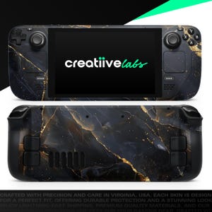 Black Marble Textures 12 | Vinyl Skin Wrap | Protective Cover Decal for Valve Steam Deck Console (LCD or OLED)
