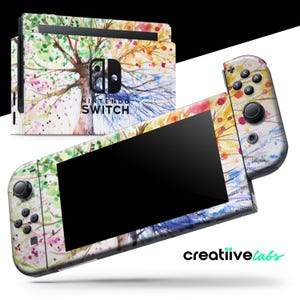 WaterColor Vivid Tree | Skin Wrap för Nintendo Switch 2-konsol + OLED, Lite, Pro-kontroll, Joy-Con, 3DS XL