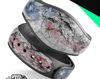 Verouderde en gerimpelde Amerikaanse vlag | Vinyl sticker skin voor Disney MagicBand Plus, 2.0 waterdichte wrap magische band sticker | Klaar voor verzending