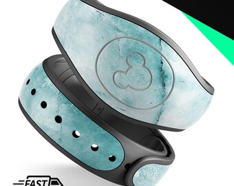 Gebarsten turkoois marmeren oppervlak | Vinyl sticker skin voor Disney MagicBand Plus, 2.0 waterdichte wrap magische band sticker | Klaar voor verzending