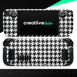 Black and White Houndstooth Pattern | Vinyl Skin Wrap | Protective Cover Decal for Valve Steam Deck Console (LCD or OLED)