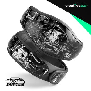 Abstract Black & White Radio Speakers | Vinyl Decal Skin for Disney MagicBand Plus, 2.0 Wrap Waterproof Magic Band Sticker | Ready to Ship