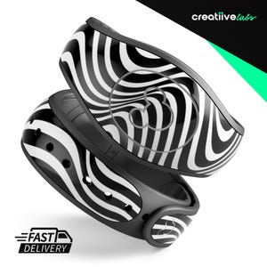 Wavey Black and White Waves | Vinyl Decal Skin for Disney MagicBand Plus, 2.0 Wrap Waterproof Magic Band Sticker | Ready to Ship