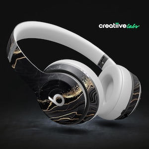 Luxury Black & Gold Marble Veins | Protective Vinyl Decal Wraps for All Beats by Dre Headphones | Solo, Studio, Pro, Mixr, EP, Wireless +