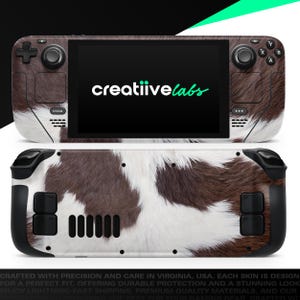 Modern Cowhide Chic V8 | Vinyl Skin Wrap | Protective Cover Decal for Valve Steam Deck Console (LCD or OLED)