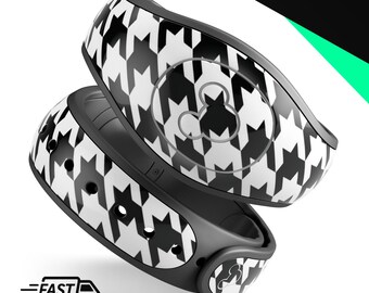 Black and White Houndstooth Pattern | Vinyl Decal Skin for Disney MagicBand Plus, 2.0 Wrap Waterproof Magic Band Sticker | Ready to Ship