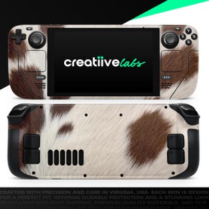 Modern Cowhide Chic V4 | Vinyl Skin Wrap | Protective Cover Decal for Valve Steam Deck Console (LCD or OLED)
