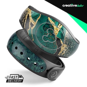 Zwart en goud malachiet | Vinyl sticker skin voor Disney MagicBand Plus, 2.0 waterdichte wrap magische band sticker | Klaar voor verzending