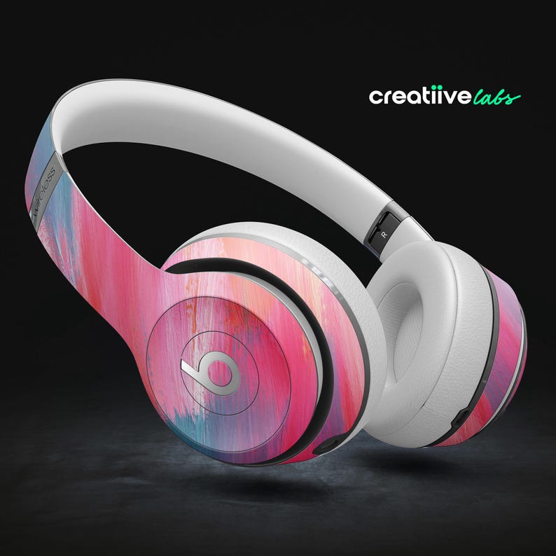 Trazos acrílicos abstractos V1 / Calcomanías protectoras de vinilo para todos los auriculares Beats by Dre / Solo, Studio, Pro, Mixr, EP, inalámbricos + imagen 1