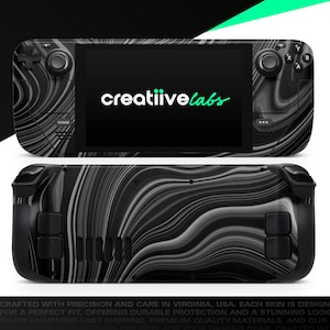 Black & Gray Marble | Vinyl Skin Wrap | Protective Cover Decal for Valve Steam Deck Console (LCD or OLED)