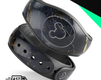 Texturas de Mármore Preto 12 | Adesivo de Vinil para Disney MagicBand Plus, 2.0, Envoltório Impermeável | Pronto para Envio