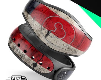 Paneel Amerikaanse vlag met noodlijdende vlag | Vinyl sticker skin voor Disney MagicBand Plus, 2.0 waterdichte wrap magische band sticker | Klaar voor verzending