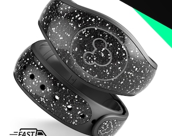 Sparkling Black Ultra Metallic Glitter | Vinyl Decal Skin for Disney MagicBand Plus, 2.0 Wrap Waterproof Magic Band Sticker | Ready to Ship