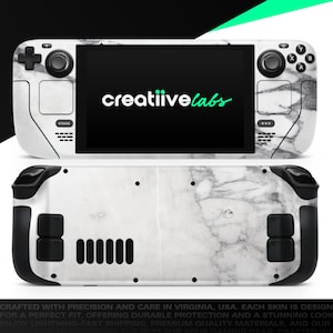 White & Grey Marble Surface V3 | Vinyl Skin Wrap | Protective Cover Decal for Valve Steam Deck Console (LCD or OLED)