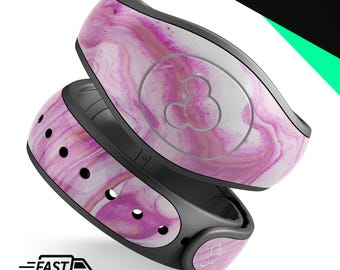 Abstract Marbleized Pink and White Paint | Vinyl Decal Skin for Disney MagicBand Plus, 2.0 and Waterproof Magic Band Sticker