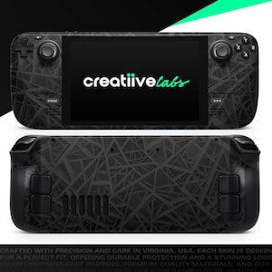 Black Geometric Angles | Vinyl Skin Wrap | Protective Cover Decal for Valve Steam Deck Console (LCD or OLED)
