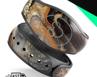 Texturas de Mármore Preto 4 | Adesivo de Vinil para Disney MagicBand Plus, 2.0, Envoltório Impermeável | Pronto para Envio