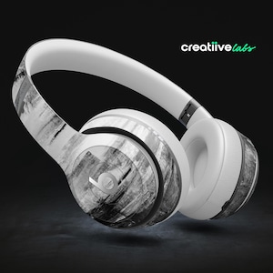 Abstract Black & White Brushstrokes | Protective Vinyl Decal Wraps for All Beats by Dre Headphones | Solo, Studio, Pro, Mixr, EP, Wireless +
