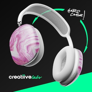 Abstract Marbleized Pink and White Paint // Clip-On Hard Case for AirPods Pro Max – Protective Printed Shell – Custom Art