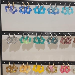 Handmade interchangeable flower hoop earrings - tassels